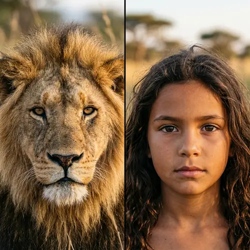 Lion and Girl Face: Captivating Encounter