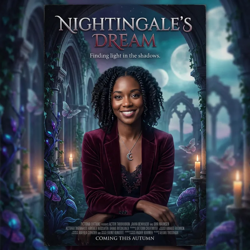 Dreamlike Gothic Smile Movie Poster with Female Character