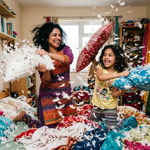 Heartwarming Mother-Daughter Pillow Fight Moments