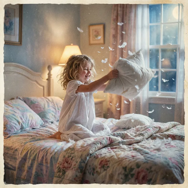 Enchanting Fairytale Image of Girl Playing on Bed