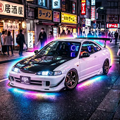 Tuned Honda Integra DC2 Type R | Vibrant Neon Glow at Night