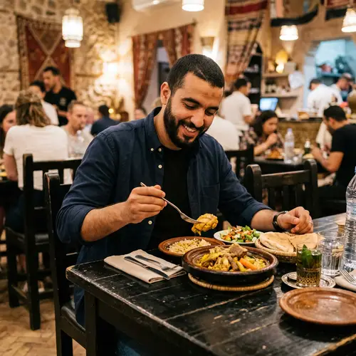 Abdellah Ait Boukchab Dining at a Black Table