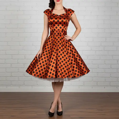 Vintage 1950s Pin-Up Style Dress with Polka Dots