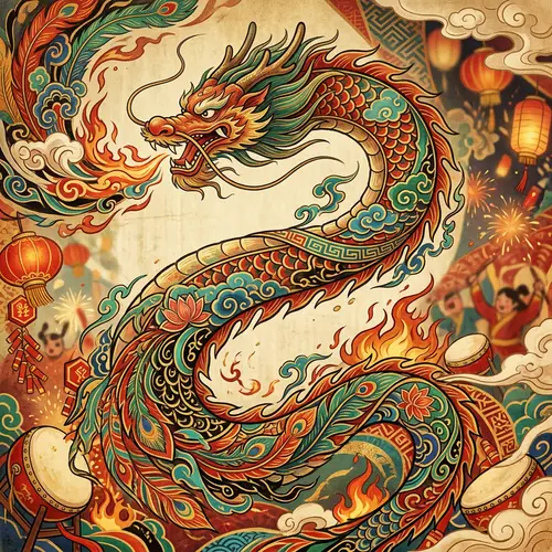 Zodiac Dragon Traditional Festival Art