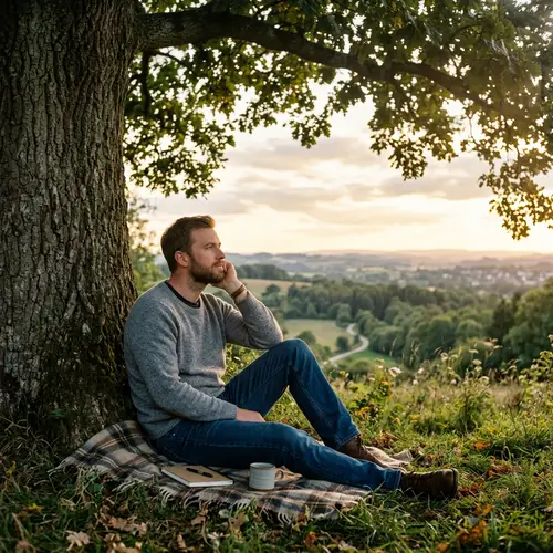 Serene Man Under Tree | Relaxation & Contemplation Scene