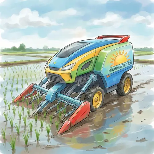 High-Resolution Digital Painting of Rice Planting Machine