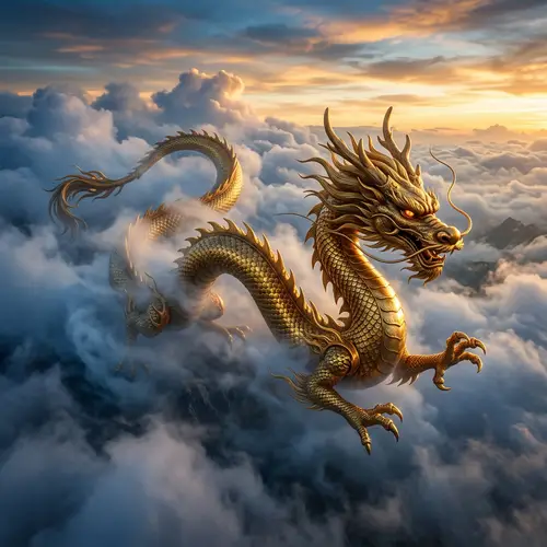 Majestic Chinese Dragon in Golden Splendor