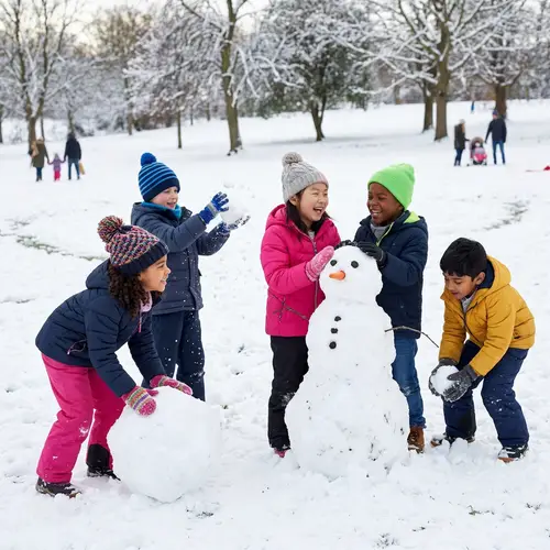 Multicultural Kids Enjoying Snow Fun