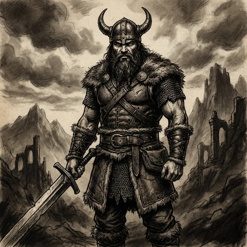 Grimdark Barbarian Art | Burly Young Warrior