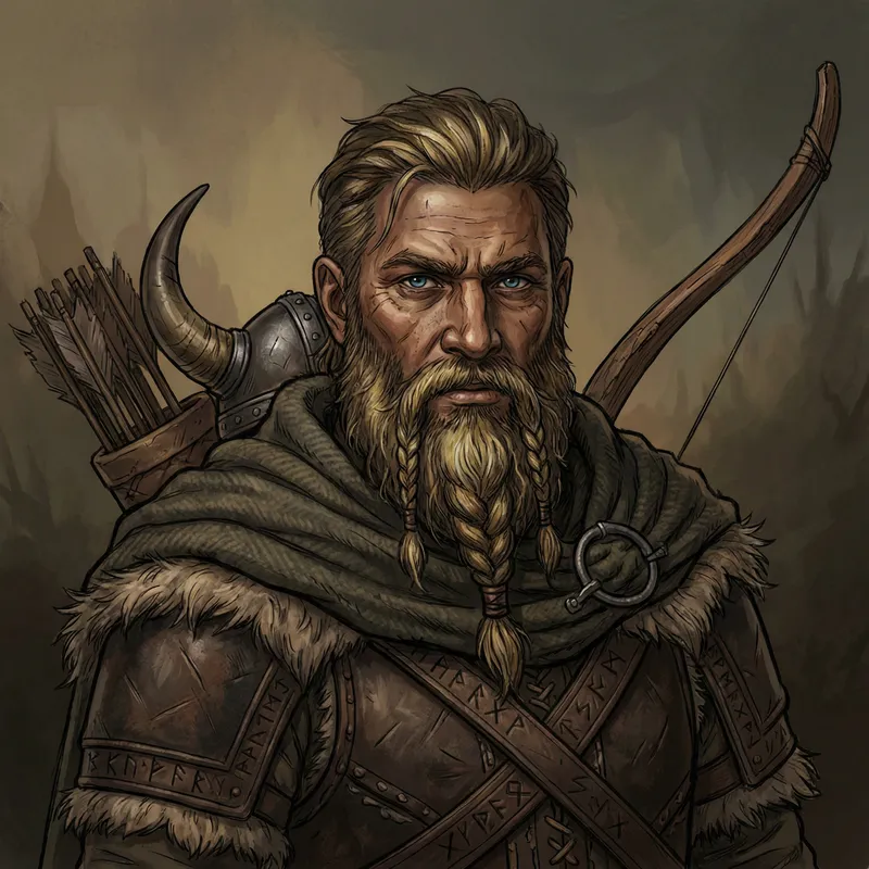 Blond Viking D&D Hunter Headshot Illustration