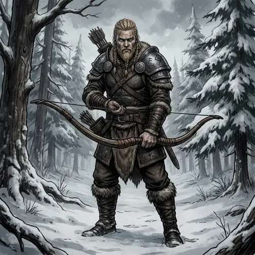 Male Viking-themed Dungeons & Dragons Hunter Illustration