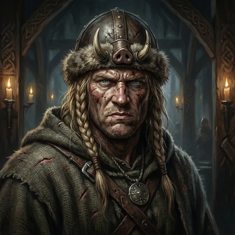 Grimdark Viking D&D Hunter Art | Blond Hair Blue Eyes