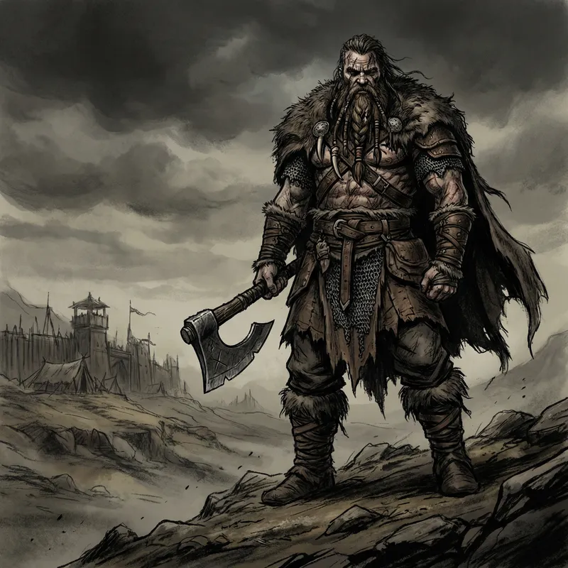 Burly Barbarian in Grimdark Style: Intimidating & Powerful Burly Barbarian in Grimdark Style: Intimidating & Powerful