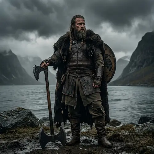 Scandinavian Viking in Leather Armor - Grimdark Style