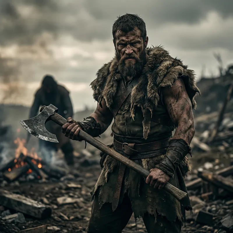 Burly Bearded Barbarian in Grimdark Style