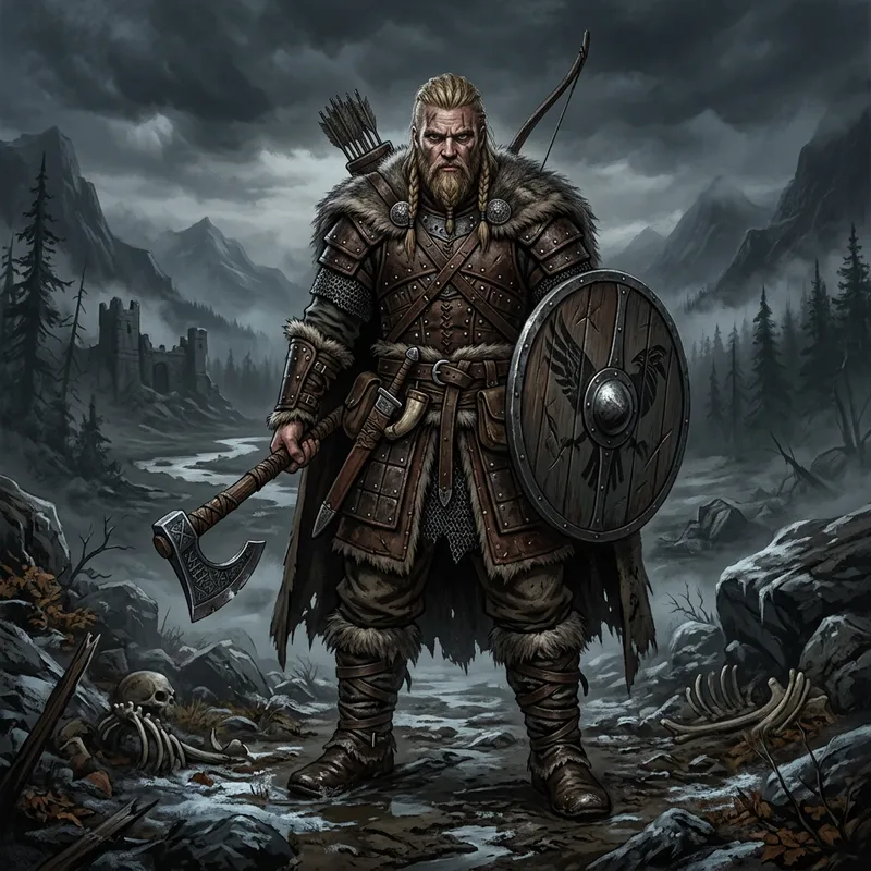 Blond Viking D&D Hunter Character Illustration Blond Viking D&D Hunter Character Illustration