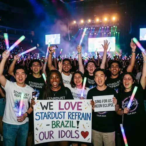 Diverse Fans Supporting Music Group with Passion