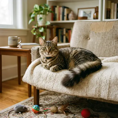 Domestic Short-Haired Cat with Captivating Green Eyes