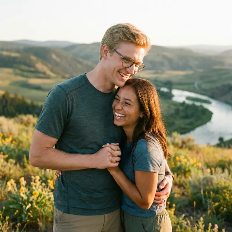 Couple in Love: A Beautiful Landscape Scene