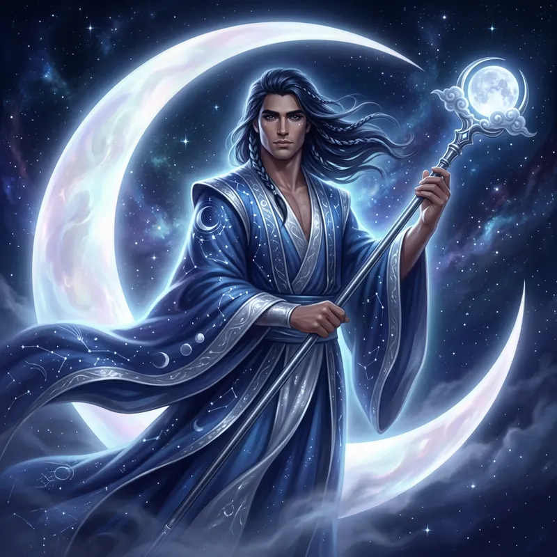 Handsome God of the Moon: Tranquil Deity of Night Sky