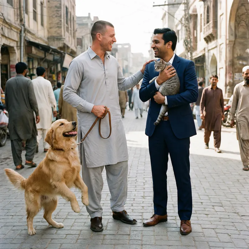 Imran Khan Shares a Moment with Dog, Cat, and Nawaz Sharif