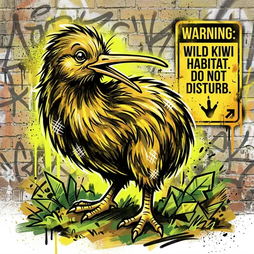 Radiant Kiwi Bird Digital Painting | Street Mural Art Design