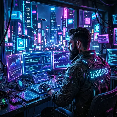 Cyberpunk Man Engaged in Cryptocurrency Transactions | DDRU1D Code