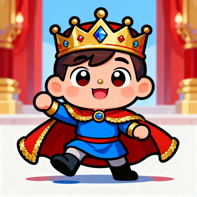 Vibrant 2D Cute King Character for Games