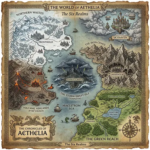 Exquisite Fantasy Map for RPG World-Building