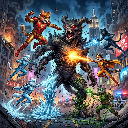 Cat Superheroes Fight Monster | Epic Battle in New York City