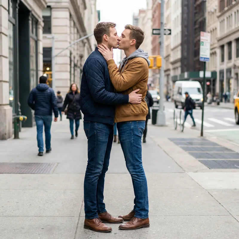 Romantic Moment: Two Young Men Kissing Romantic Moment: Two Young Men Kissing