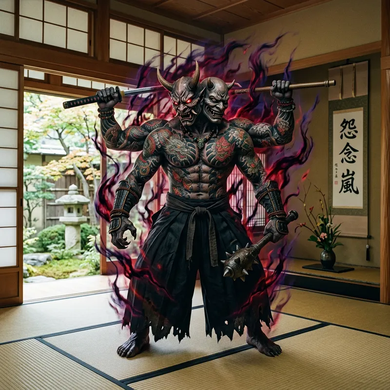 Sukuna: The Mythical Four-Armed Creature Art