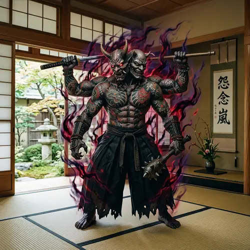 Sukuna: The Mythical Four-Armed Creature Art