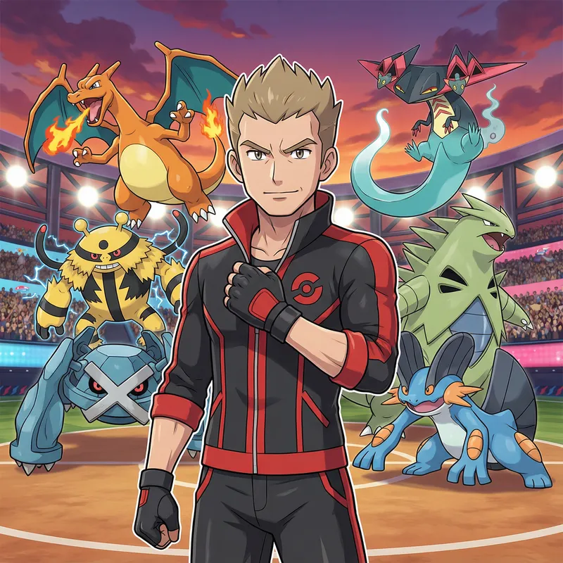 Original Pokémon Trainer Champion Art at Sunset Original Pokémon Trainer Champion Art at Sunset