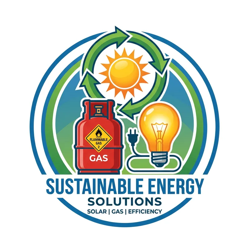 Printable Energy Logo: Gas Cylinder, Recycled Solar, Bright Bulb