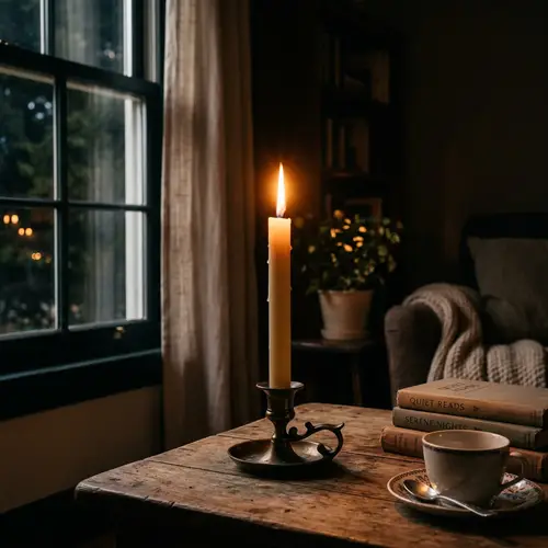 Elegant Burning Candle for Serene Joy