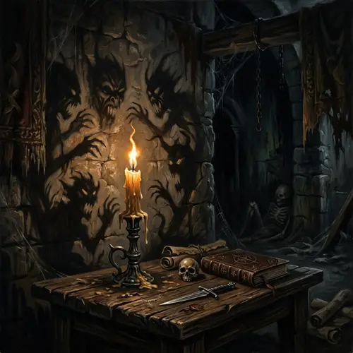Eerie Candle Horror Fantasy Scene