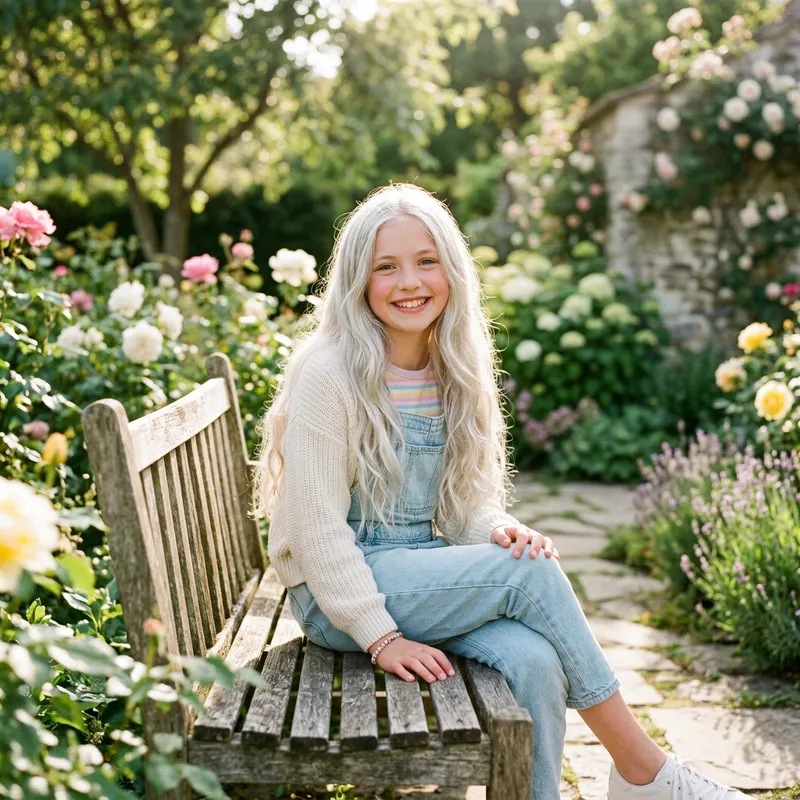 Cute 12-Year-Old with Beautiful Silver Hair