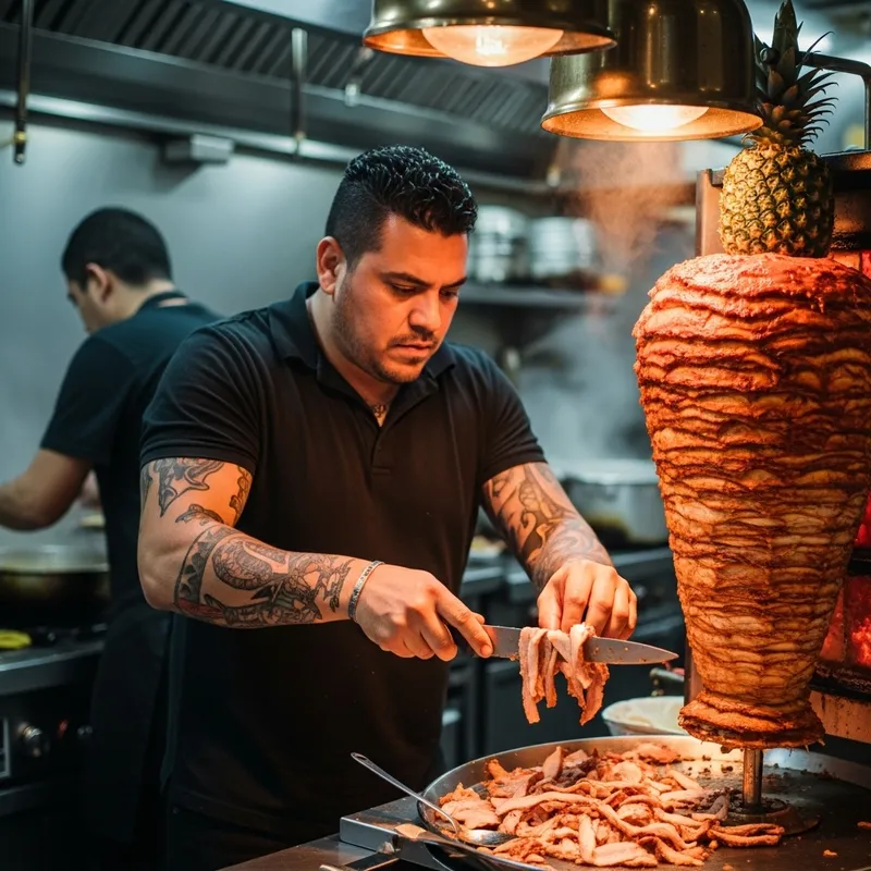 Enhance Your Trompo al Pastor Image - Bold and Muscular Chef