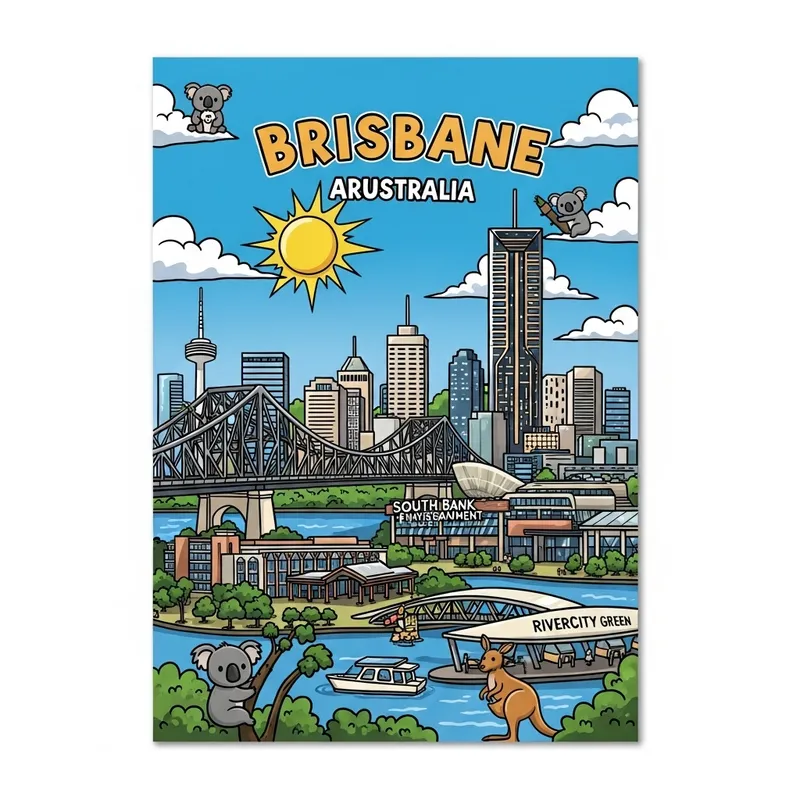 Cartoon Postcard from Brisbane, Australia