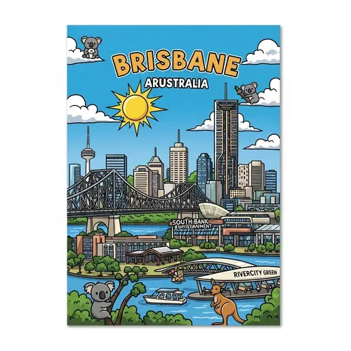 Cartoon Postcard from Brisbane, Australia