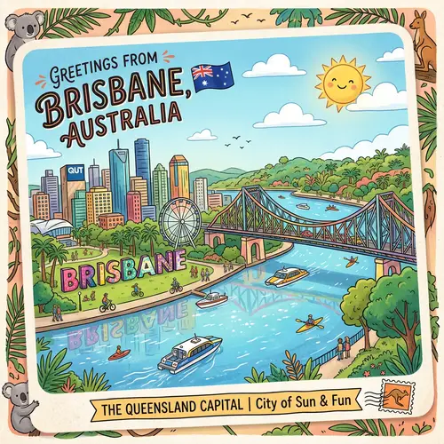 Cartoon Postcard from Brisbane, Australia