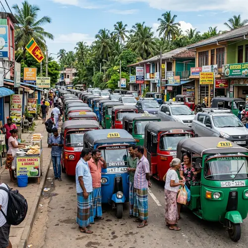 Bustling Taxi Hub in Weligama, Sri Lanka | Local Transportation Scene