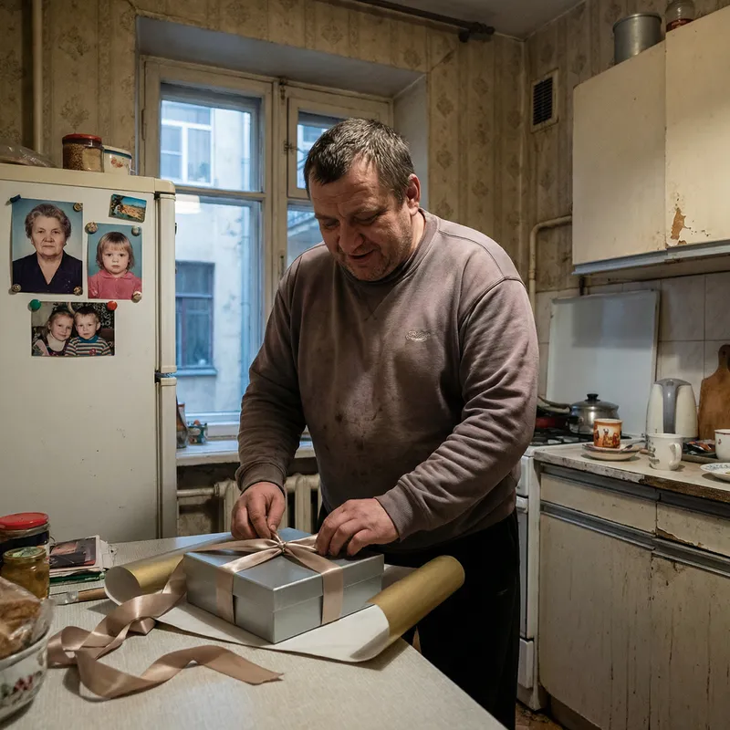 Depiction of a Generous 43-Year-Old Slavic Man Living with His Mother