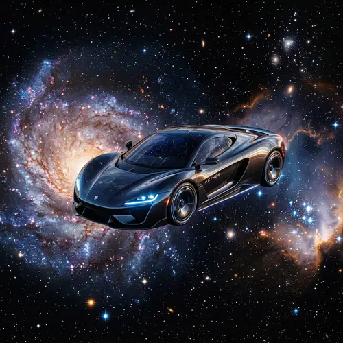 Sleek Sport Car in Space - Automotive Adventure