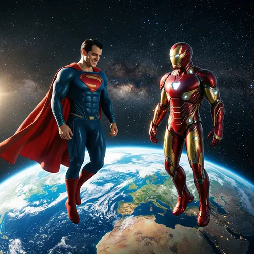 Superhero Duo Saves Earth in Spectacular Space Scene