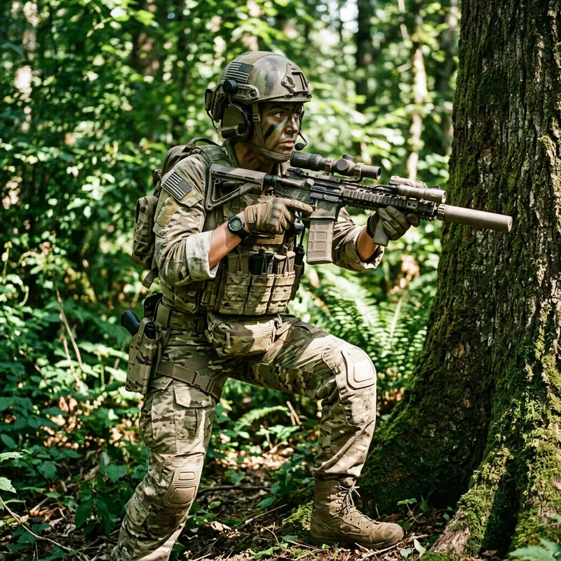 Special Ops Military Woman in Camo Gear