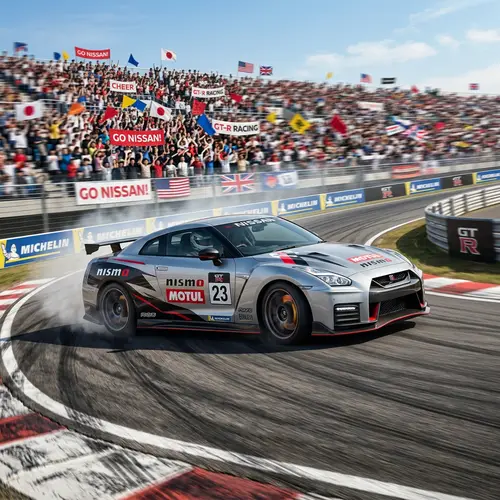 Sleek Nissan Car Racing on Asphalt Track
