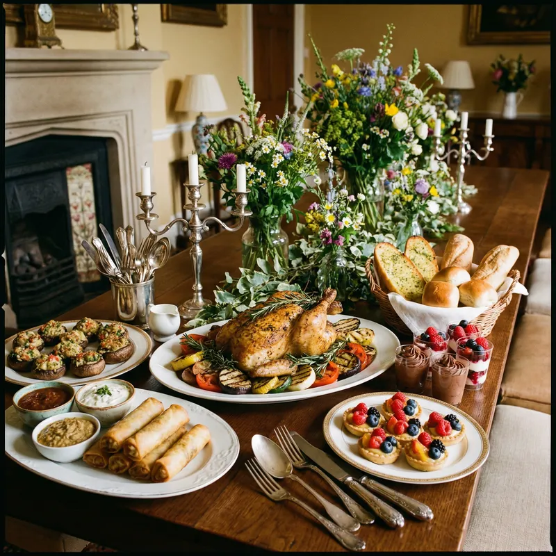 Delicious Main Course and Appetizers with Decadent Desserts