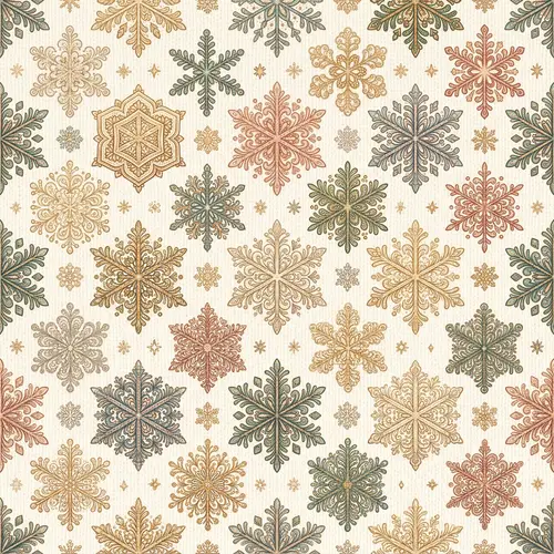 Intricately Designed Snowflake Pattern Print for Winter and Holidays